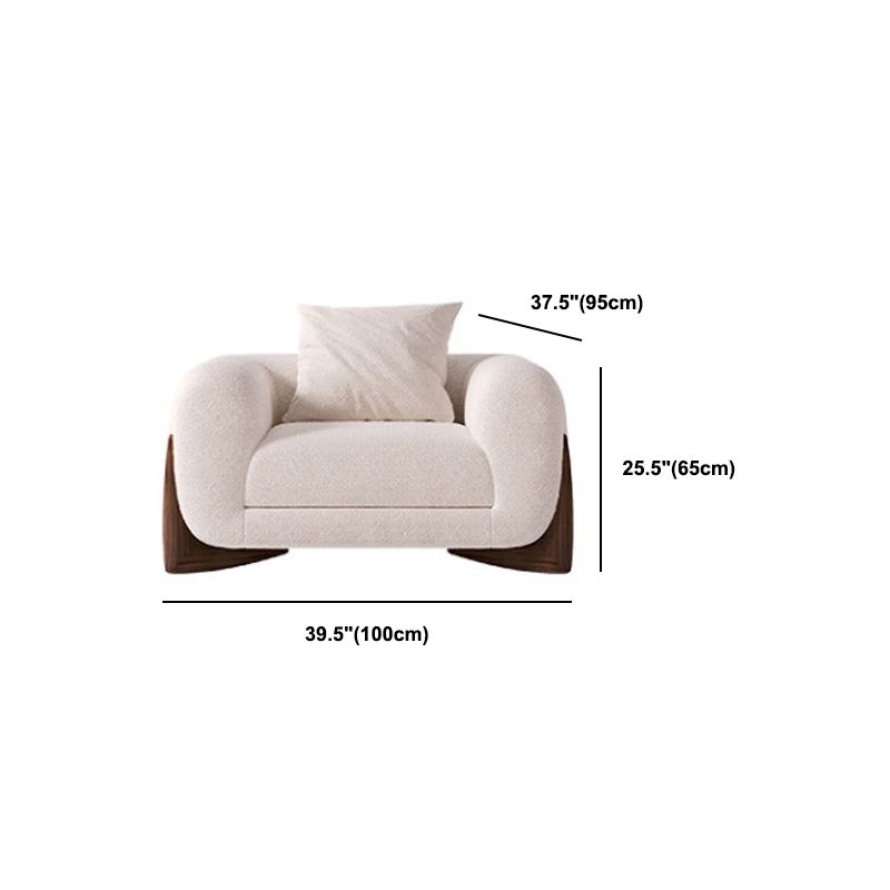 Sofá de lana blanco contemporáneo, cojines de brazo de esmoquin, sofá con almohadas