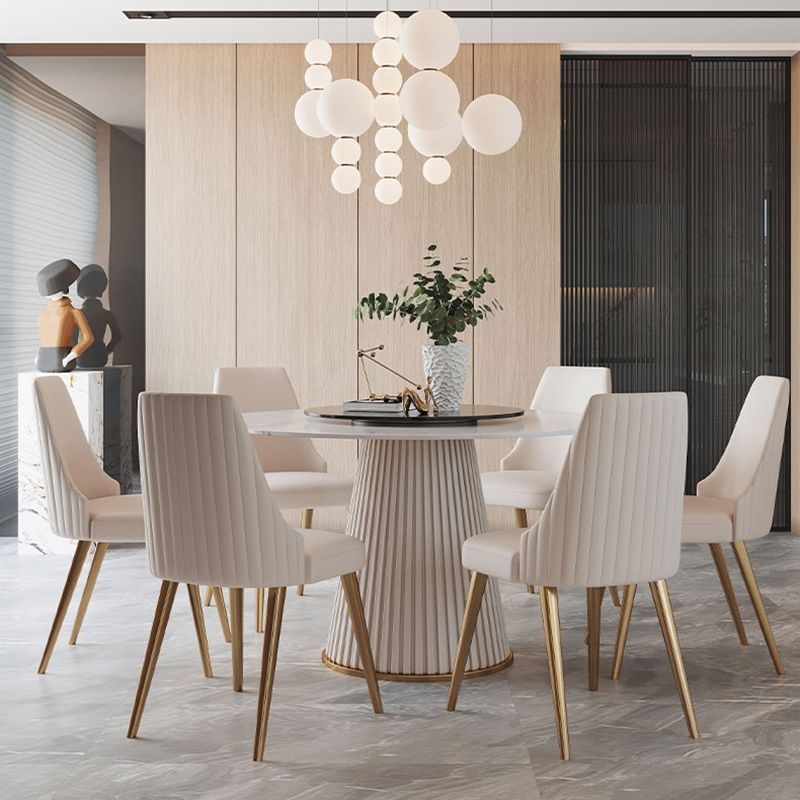 Glam Home Convertible Dining Table Sintered Stone Round Pedestal Table Clearhalo 'Dining Tables & Seating' 'Dining Tables' 'dining_table' 'furn' 'furn_dining_table' 'Furniture' 'furniture_dining_table' 'Kitchen & Dining Furniture' 'kitchen' 'kitchen_dining_table' 1200x1200_36f0340b-b710-4fcf-a619-b31ae88c7e69