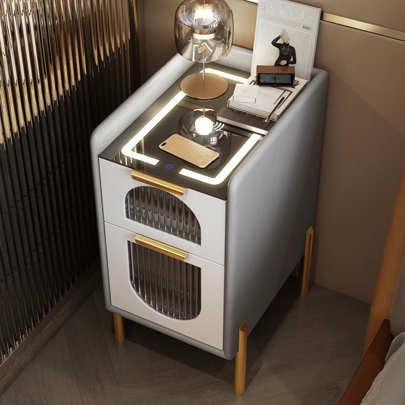 2つの引き出しを備えた現代のナイトスタンド16 "幅のソリッドウッドベッドサイドキャビネット