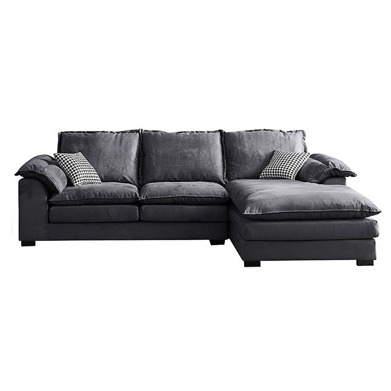 Fabric Pillow Top Arm Sectional 29.53"High Cushion Back Sofa, Black Clearhalo 'furn' 'furn_sectionals' 'Furniture' 'furniture_sectionals' 'Living Room Furniture' 'Sectionals' 1200x1200_36f05f7e-a4d5-4040-a13e-3edf7c3cc6d0