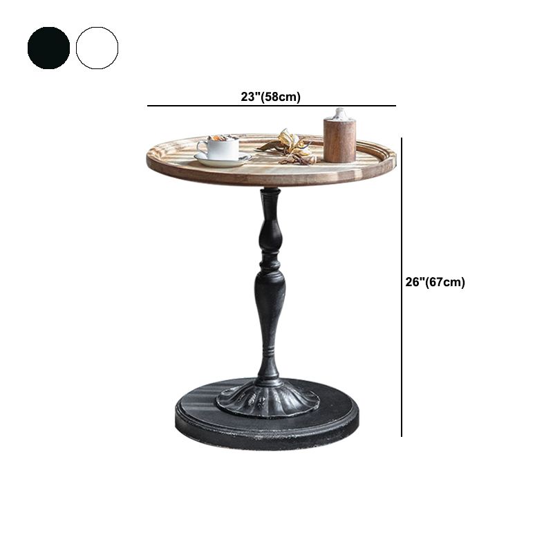 French Country Stylepedestal Base Design Circular Old Solid Wood Table Side Table