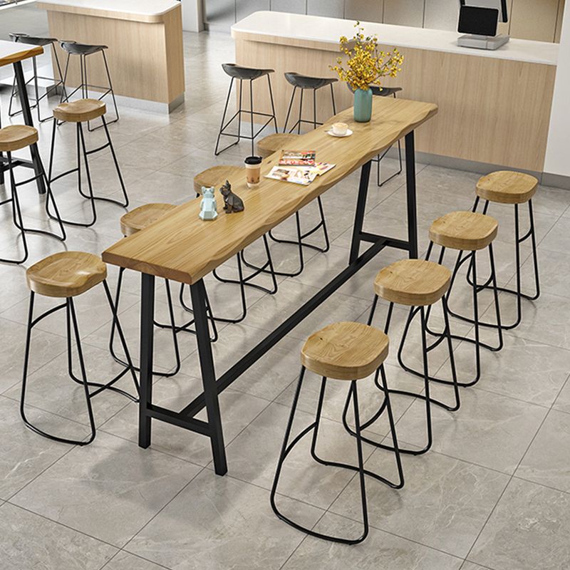 Modern Backless Counter Height Stools with Metal and Solid Wood