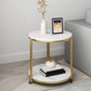 Modern 21.6" Tall Slate Round Side Table Metal Frame End Table with Shelf