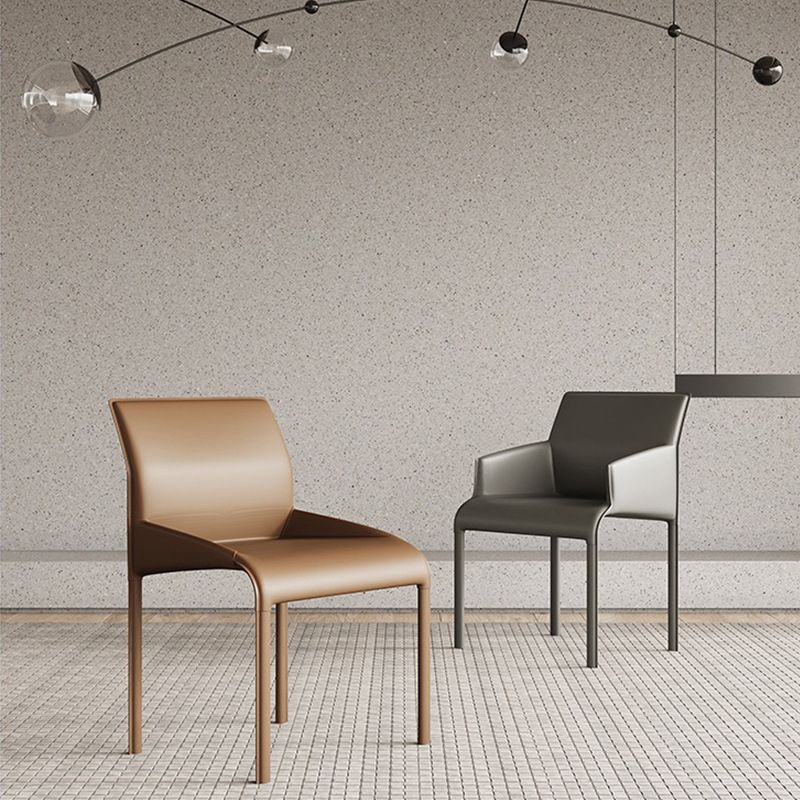 Contemporary Style Metal Dining Arm Chair Matte Finish Square Dining Chair for Home Use Clearhalo ' kitchen&dining_furn' 'Dining Chairs' 'Dining Tables & Seating' 'dining_chair' 'Furniture' 'furniture_dining_chair' 'Kitchen & Dining Furniture' 'kitchen' 1200x1200_36faaf1d-8595-4188-8aed-5bafd57aa009