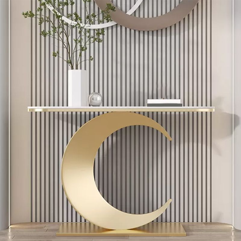 Console a mezza luna di pietra tavolo 1 scaffale 31,5 "tavolo di estremità alto con base astratta