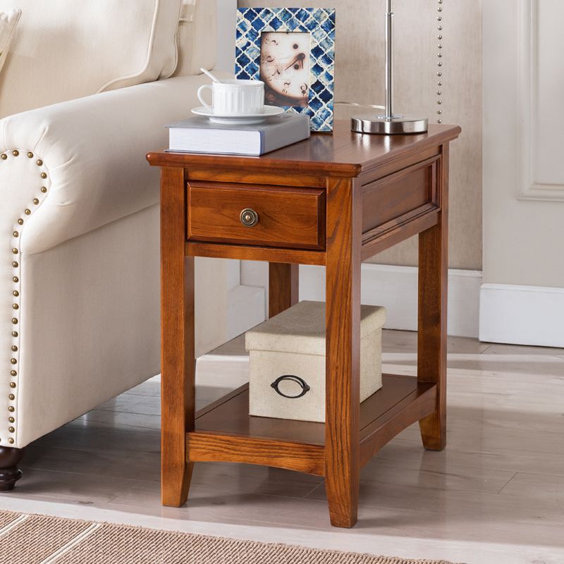 モダンな長方形の上部サイド表23.62 "ストレージ付きの高層材のエンドテーブル