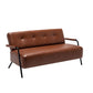 25.59" Wide Faux Leather Sofa 3 Seater Tufted Back Sofa for Living Room