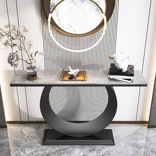 Console rettangolare glam Tabella 31,5 "Tavolo di accento in pietra alta per Hall