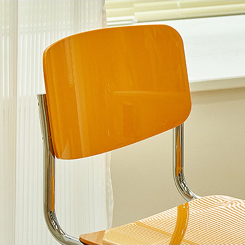 Modern Open Back Side Chair Plastic Armless Dining Chair with Metal Base