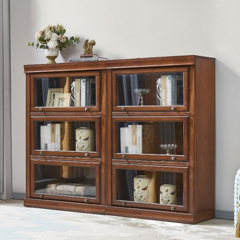 Contemporary Oak Wood Standard Bookcase Brown Shelf with Glass Doors Clearhalo 'Bookcases' 'furn' 'furn_bookcases' 'Furniture' 'furniture_bookcases' 'kitchen' 'kitchen_bookcases' 'Living Room Furniture' 'Office Furniture' 1200x1200_36ff6f2d-b713-4909-89c9-c7539247950c