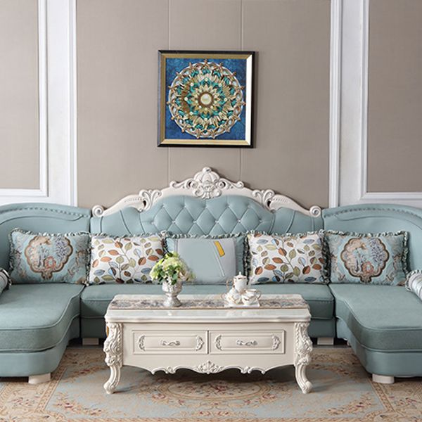 74" Wide French Country Sectional Sofa Leather Sleeper Sectional Clearhalo 'furn' 'furn_sectionals' 'Furniture' 'Living Room Furniture' 'Sectionals' 1200x1200_3702677d-d17e-49bd-a321-57f83fdd41e7