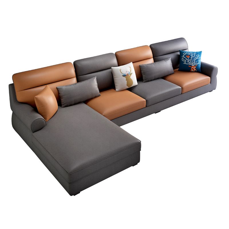 Recessed Arm Sofa and Chaise L-Shape Pillow Back Cushion Sectional Clearhalo 'furn' 'furn_sectionals' 'Furniture' 'furniture_sectionals' 'Living Room Furniture' 'Sectionals' 1200x1200_3704c5cd-ab7e-422a-9822-1b508b166c7b