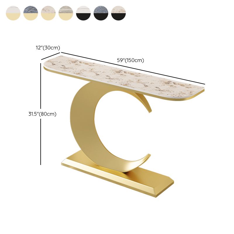 12 inch Wide Glam Console Table Stone Half Moon Console Accent Table