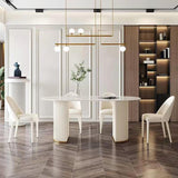 Oval Traditional Luxury Dining Table White Sintered Stone Table with White Double Pedestal Clearhalo ' dining_table' 'Dining Tables & Seating' 'Dining Tables' 'furn' 'furn_dining_table' 'Furniture' 'furniture_dining_table' 'Kitchen & Dining Furniture' 'kitchen&dining_furn' 'kitchen' 'kitchen_dining_table' 1200x1200_3707c190-af1c-4103-93dc-09e8a7aec16f