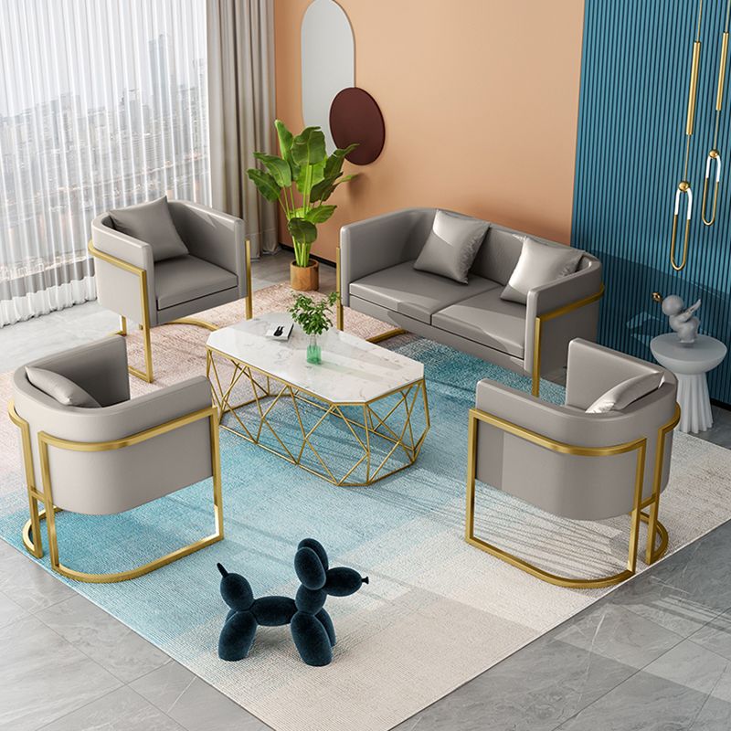 Modern Tuxedo Arm Sofa in Gray/White/Green, Leather Sofa with Pillow Clearhalo 'Furniture' 'furniture_sofas' 'kitchen' 'kitchen_sofas' 'Living Room Furniture' 'Sofa' 'sofas' 1200x1200_37096e3c-0df5-4e32-a61c-e841e7336fa4