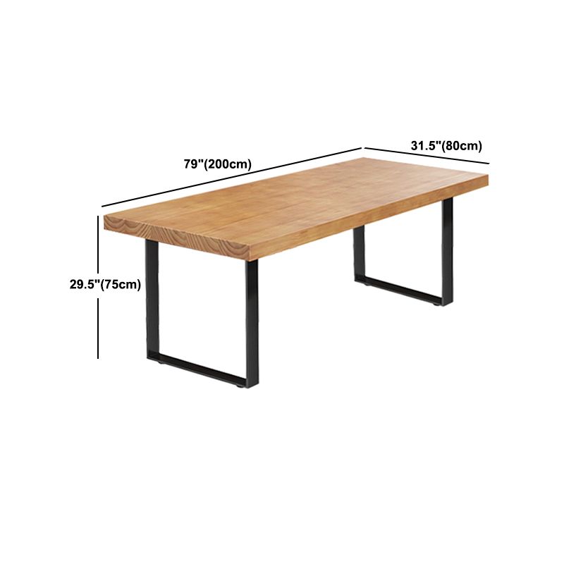 Cafetería mesa de comedor industrial rectángulo de madera sólida y mesa de metal
