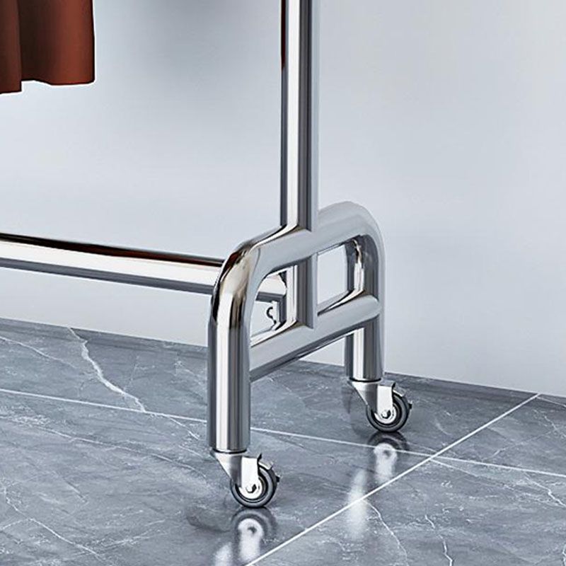 Industriële jas hanger roestvrijstalen hangende rail en castors hal boom