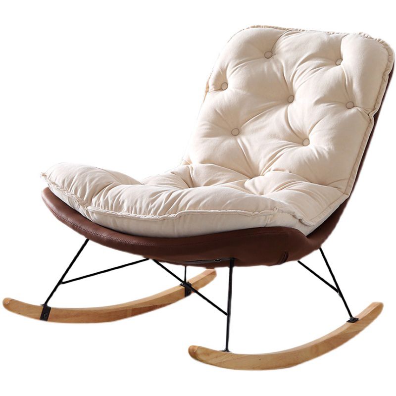Modern Rocker Chair Metal Frame Tufted Cushion Spindle Rocker Chair for Living Room