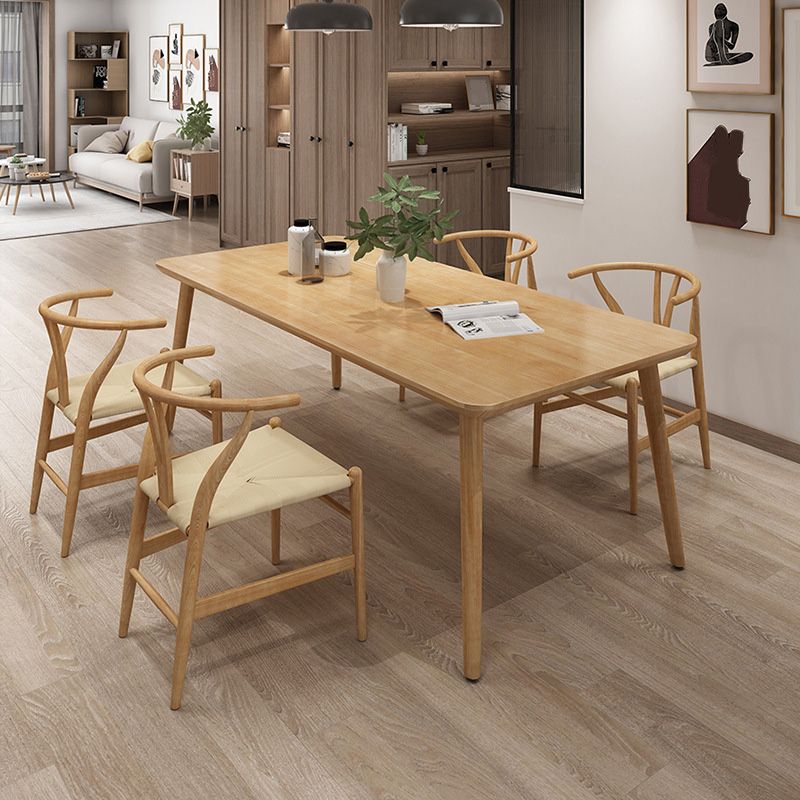 Mesa de comedor rectangular Glam, mesa de madera con patas de madera para el hogar