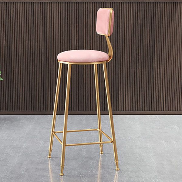 Glam Metal Stool Velvet Low Back Stool with Footrest in Matte Finish Clearhalo 'Bar Furniture' 'Bar Stools' 'bar_stools' 'furn' 'furn_bar_stools' 'Furniture' 'Kitchen & Dining Furniture' 1200x1200_370f61a5-4332-47a1-965e-878407050e28
