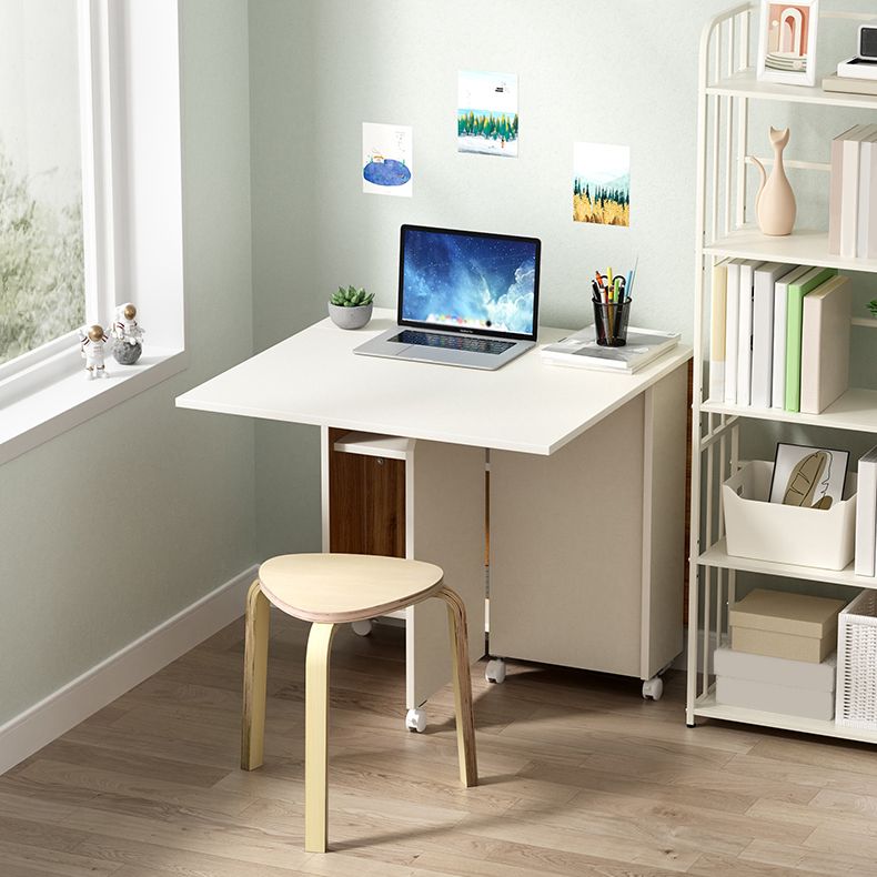 Modern Folding Dining Table Rectangle Wooden Tabletop with Storage Clearhalo 'Dining Tables & Seating' 'Dining Tables' 'dining_table' 'furn' 'furn_dining_table' 'Furniture' 'Kitchen & Dining Furniture' 1200x1200_37100bdd-b899-40fe-9493-05c861e8c75d