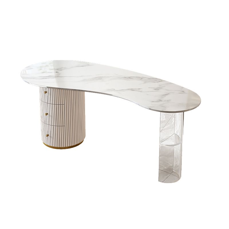 3 Schubladen Glam Office Desk Antique Finish Computer Desk mit Acrylbeinen