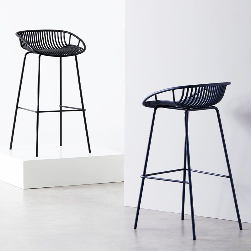 Nordic Metal Low Back Barstool Simple Indoor Tall Stool with Plastic Seat Clearhalo 'Bar Furniture' 'Bar Stools' 'bar_stools' 'furn' 'furn_bar_stools' 'furniture_bar_stools' 'Kitchen & Dining Furniture' 'kitchen&dining_furn' 'kitchen' 'kitchen_furn' Furniture' 1200x1200_3716dc84-f5a0-44c9-8207-dd244e7a6e93