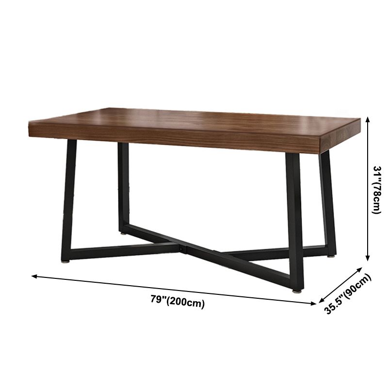 Industrial Solid Wood Dining Table Brown Rectangle Table with Metal Base for Dinning Room Clearhalo ' dining_table' 'Dining Tables & Seating' 'Dining Tables' 'furn' 'furn_dining_table' 'Furniture' 'furniture_dining_table' 'Kitchen & Dining Furniture' 'kitchen&dining_furn' 'kitchen' 'kitchen_dining_table' 1200x1200_371d49e8-8663-4a5b-b791-d8771a2e1860