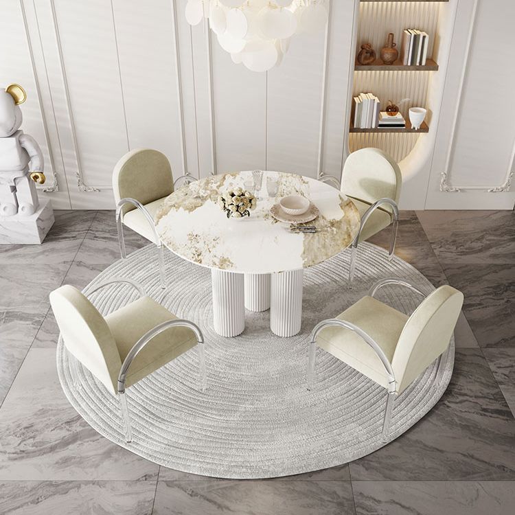 Modern 1/5 Pieces Dining Set Round Stone Dining Table for Dining Room Kitchen Clearhalo 'Dining Room Sets' 'Dining Tables & Seating' 'dining_room_set' 'furn' 'furn_dining_room_set' 'Furniture' 'Kitchen & Dining Furniture' 1200x1200_371e789d-0ed4-42df-94eb-c98e4ed8265b