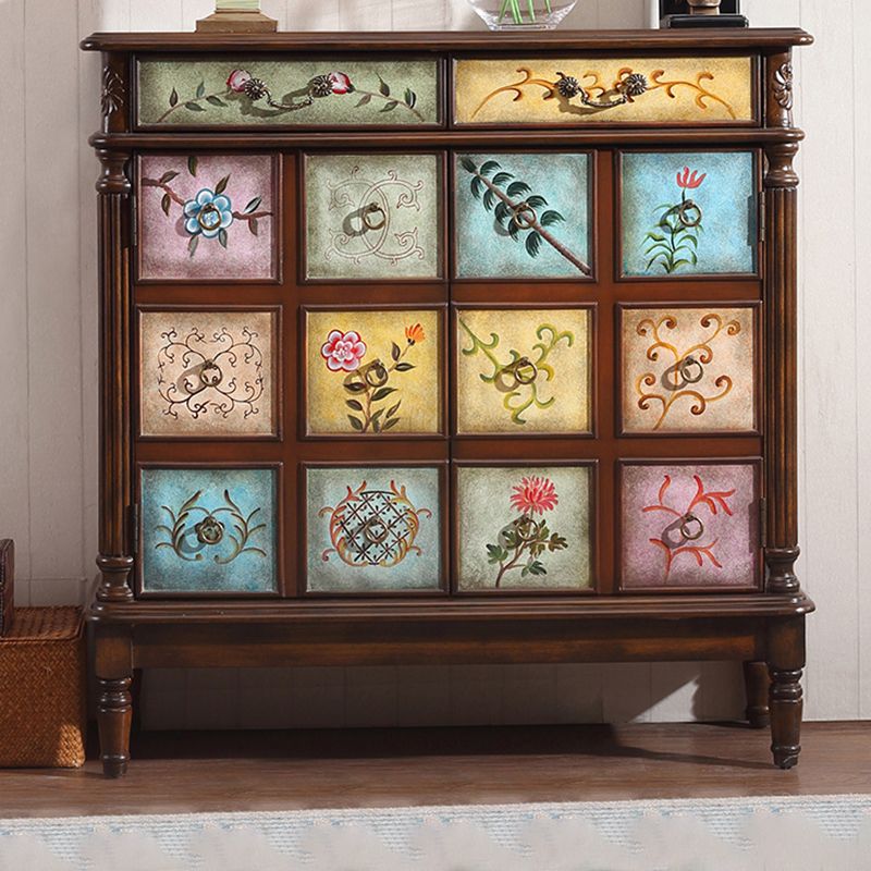 Industrial Solid Wooden Accent Cabinet with 2 Drawers and 2 Doors