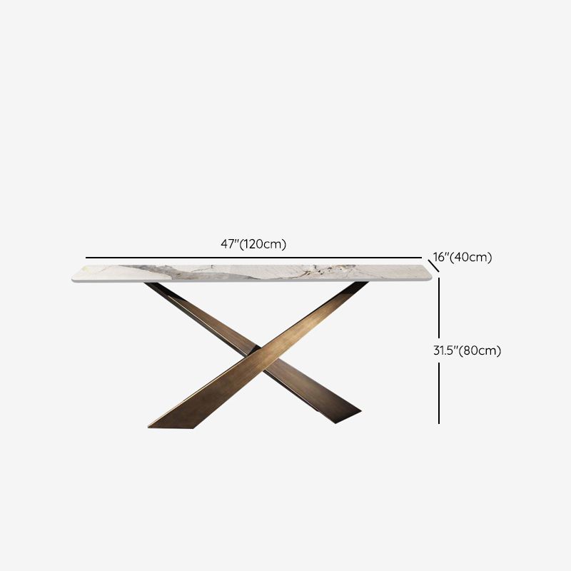 16 inch Wide Modern Accent Table Rectangle Shape Stone Console Table for Hall