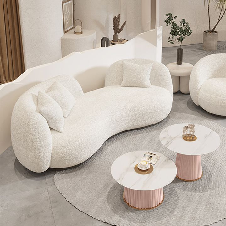 Divano di lana bianco contemporaneo con braccio di smoking e base nera per l'appartamento