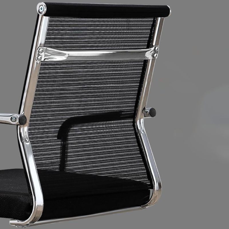 Chaise de chaise de dos du milieu du bureau à hauteur de chaise à bras fixe réglable avec roues