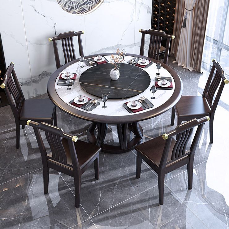 Round Dining Table with Wooden Pedestal Tradition Dinette Table for Home Clearhalo 'Dining Tables & Seating' 'Dining Tables' 'dining_table' 'furn' 'furn_dining_table' 'Furniture' 'Kitchen & Dining Furniture' 1200x1200_3723caa4-1d7d-41bc-97a5-9ac507923786