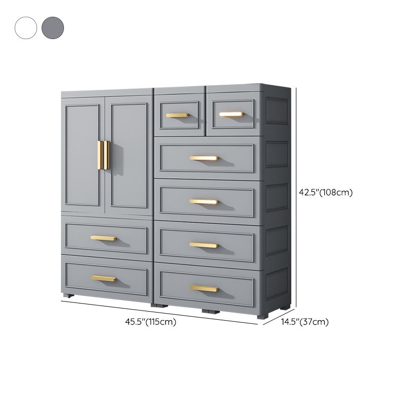 Plastic Wardrobe Cabinet with Drawer Modern Hinged Wardrobe Closet