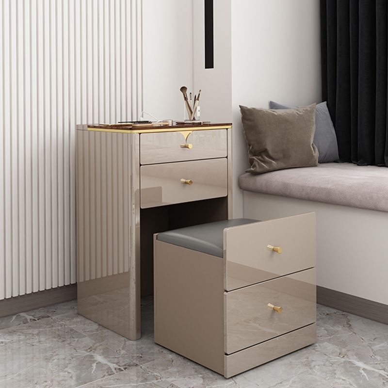 Marco de pizarra de roca de estilo moderno tocador de madera maciza gris/marrón claro