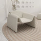 White Wool Curved Sofa Nordic 39.4" D Armless Sofa with Pillows