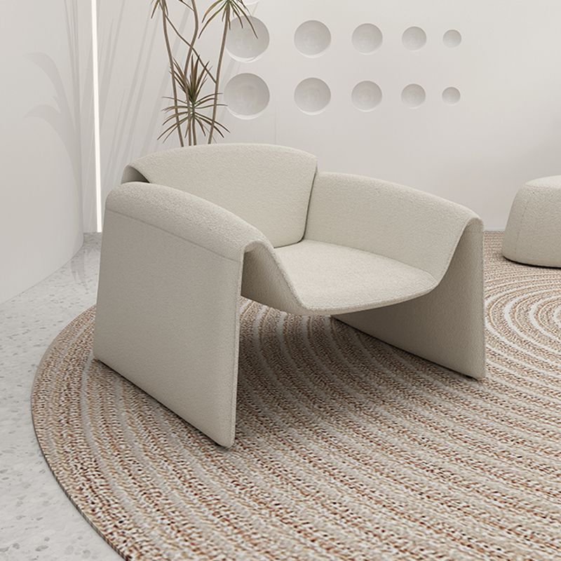 White Wool Curved Sofa Nordic 39.4" D Armless Sofa with Pillows