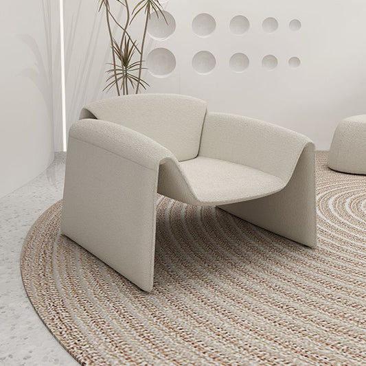 White Wool Curved Sofa Nordic 39.4" D Armless Sofa with Pillows