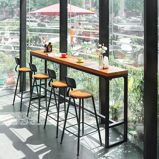 Industrial Rectangle Bar Dining Table Metal and Solid Wood Bar Height Table Clearhalo 'Bar Furniture' 'Bar Tables' 'bar_tables' 'furn' 'furn_bar_tables' 'Furniture' 'Kitchen & Dining Furniture' 1200x1200_37262464-c34f-4328-9104-72d101776522