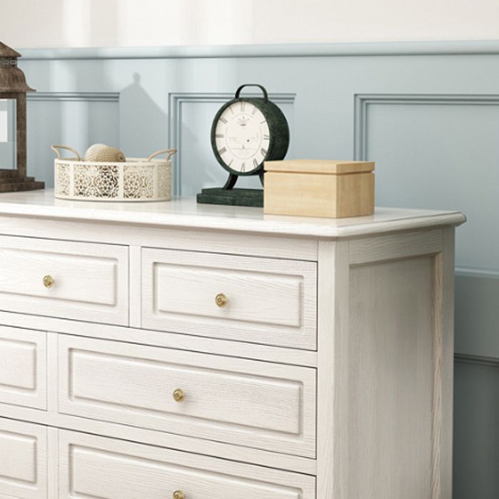 Mid-Century Modern White Chest with 7 Drawers and Turned Legs Clearhalo 'Cabinets & Chests' 'cabinets_chests' 'furn' 'furn_cabinets_chests' 'Furniture' 'Living Room Furniture' 1200x1200_372730d4-0511-4141-aa04-870fb1d5415d