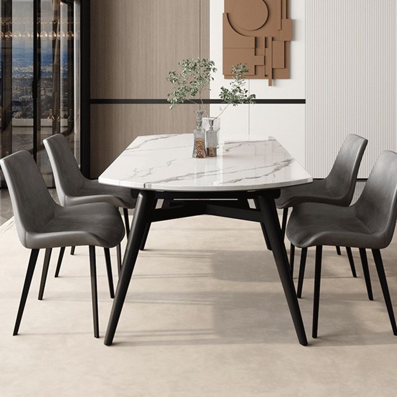 White Stone Dining Site Table Modern Round 4 Legs Dining Table Clearhalo 'Dining Tables & Seating' 'Dining Tables' 'dining_table' 'furn' 'furn_dining_table' 'Furniture' 'Kitchen & Dining Furniture' 1200x1200_3728acd2-e897-4da1-b381-b703e4b287c3