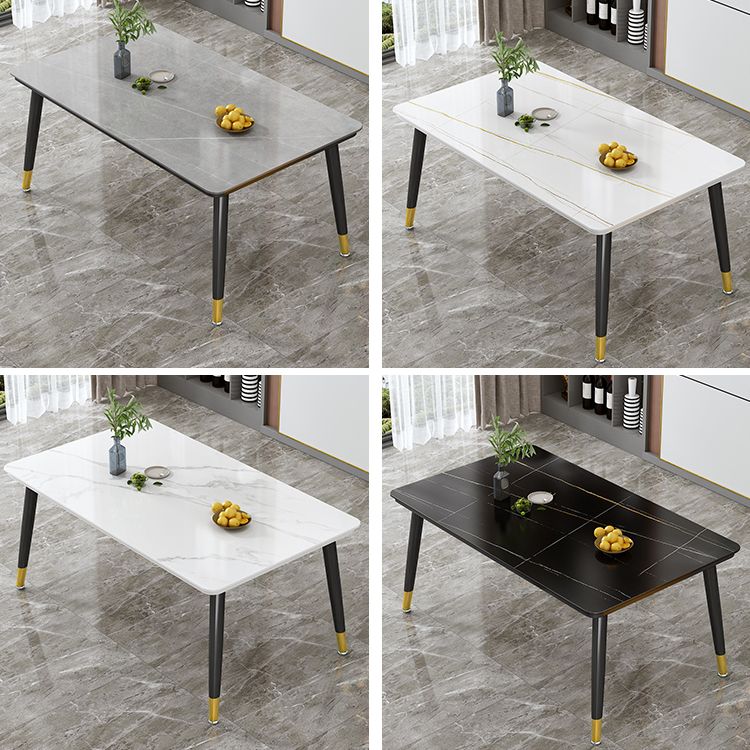 Glam Standard Rectangle Shape Table Sintered Stone Kitchen Dining Table with 4 Legs Base Clearhalo ' dining_table' 'Dining Tables & Seating' 'Dining Tables' 'furn' 'furn_dining_table' 'Furniture' 'furniture_dining_table' 'Kitchen & Dining Furniture' 'kitchen&dining_furn' 'kitchen' 'kitchen_dining_table' 1200x1200_3728b725-98f9-43d9-83cd-6d456aa8cfea