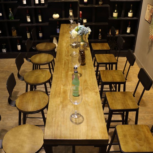 Tavolo da pranzo da bar moderno rettangolare Tavolo da bar in legno massello in marrone