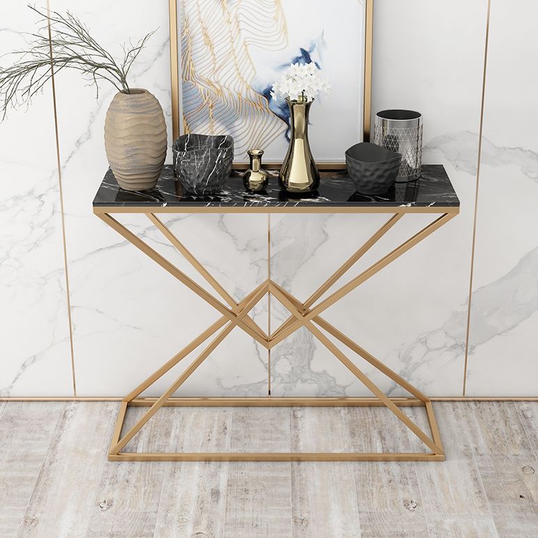 11.8" W Modern Console Accent Table Antique Finish Sofa Console Table in Marble Clearhalo 'Console Tables' 'console_tables' 'Entry & Mudroom Furniture' 'furn' 'furn_console_tables' 'Furniture' 1200x1200_372ab10f-13e7-4281-ac3d-e9b37c1534d2