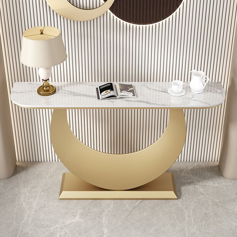 Tavolo di accento di mezza luna di pietra moderna da 31,5 "tavolo da console alta per Hall