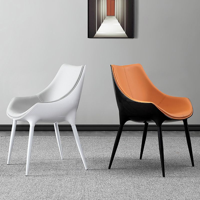 Contemporary Sloped Arm Chair Leather Curved Parsons Arm Chair for Brasserie Clearhalo ' kitchen&dining_furn' 'Dining Chairs' 'Dining Tables & Seating' 'dining_chair' 'furn' 'furn_dining_chair' 'Furniture' 'furniture_dining_chair' 'Kitchen & Dining Furniture' 'kitchen' 1200x1200_372f6194-c7d6-4386-a477-b82d9423c207