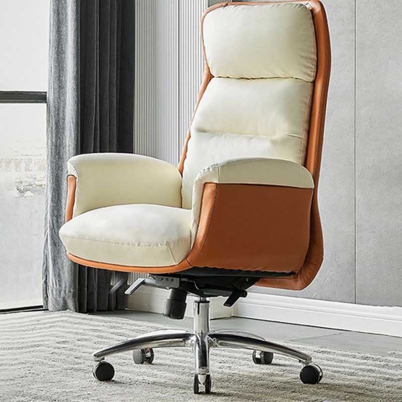 Contemporary Ergonomic Executive Leather Chair Tilt Mechanism High Back Chair Clearhalo 'furn' 'furn_office_chair' 'Furniture' 'furniture_office_chair' 'Office Chairs' 'Office Furniture' 'office_chair' 1200x1200_3731bd09-3af5-4f00-b9eb-0eed6d6a6a52