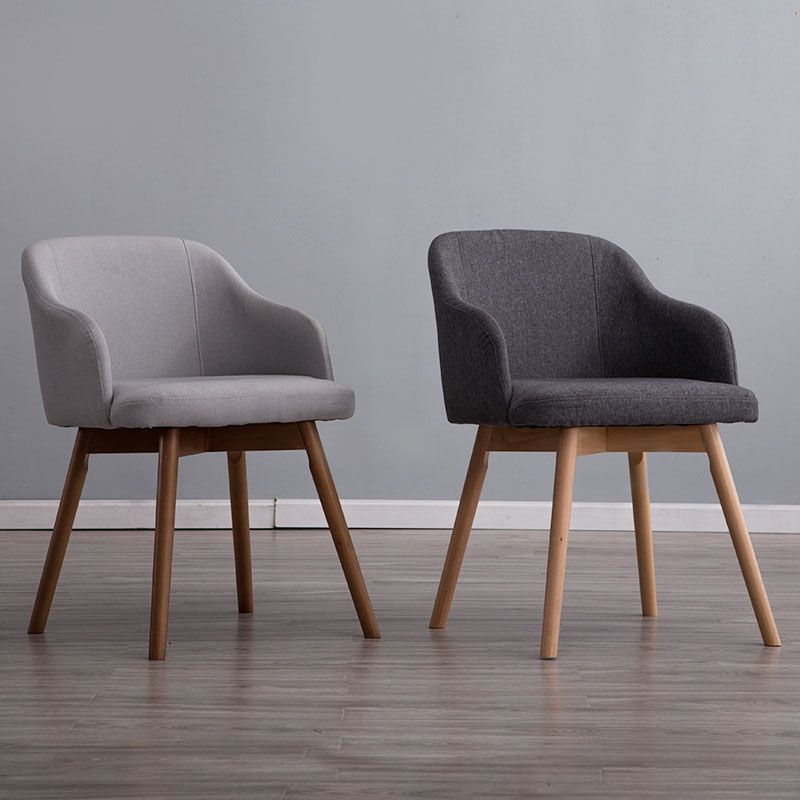 Scandinavian Upholstered Home Arm Chair Solid Back Matte Finish Dining Chair Clearhalo 'Dining Chairs' 'Dining Tables & Seating' 'dining_chair' 'Furniture' 'furniture_dining_chair' 'Kitchen & Dining Furniture' 1200x1200_3733b2cc-1fcc-4888-b967-44d4ac8ba02a