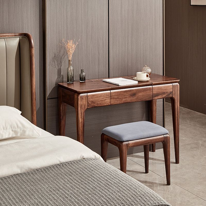 2 Drawer & Jewelry Vanity Desk Brown Wood Makeup Vanity Desk Clearhalo 'Bedroom Furniture' 'furn' 'furn_makeup_vanities' 'Furniture' 'Makeup Vanities' 'makeup_vanities' 1200x1200_373633d2-4f1d-46f4-984e-0f763da2d81f